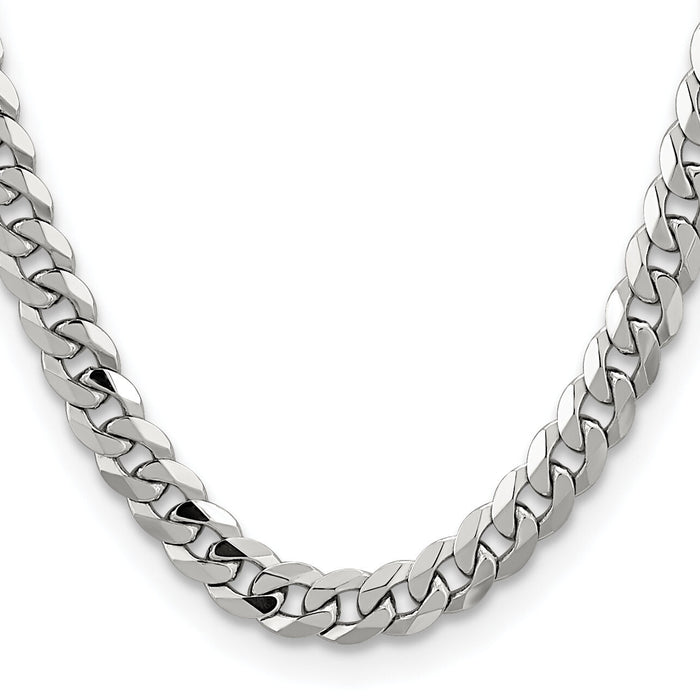 14k White Gold 8.5mm Flat Beveled Curb Chain-WFBU220-26