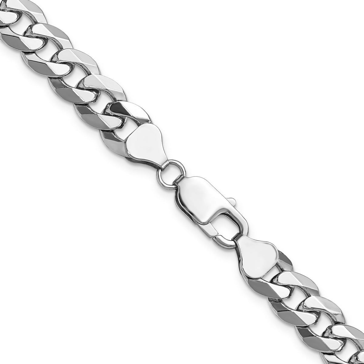 14k White Gold 8.5mm Flat Beveled Curb Chain-WFBU220-22