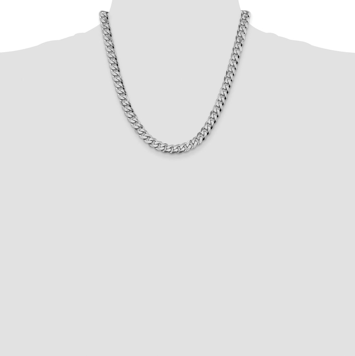 14k White Gold 8.5mm Flat Beveled Curb Chain-WFBU220-20
