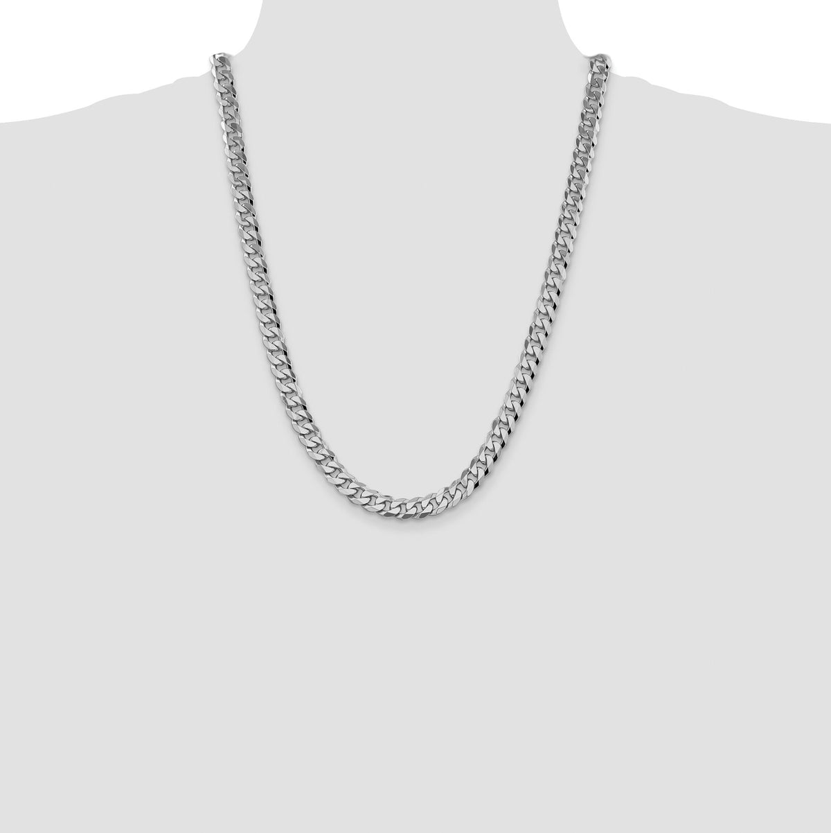14k White Gold 8.5mm Flat Beveled Curb Chain-WFBU220-24