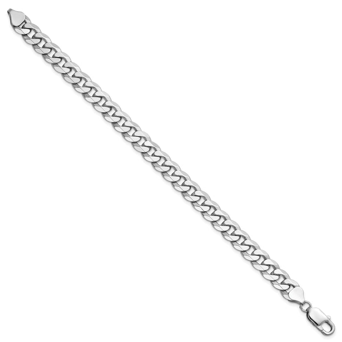 14k White Gold 8.5mm Flat Beveled Curb Chain-WFBU220-8