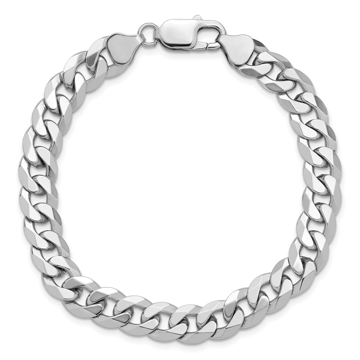 14k White Gold 8.5mm Flat Beveled Curb Chain-WFBU220-8