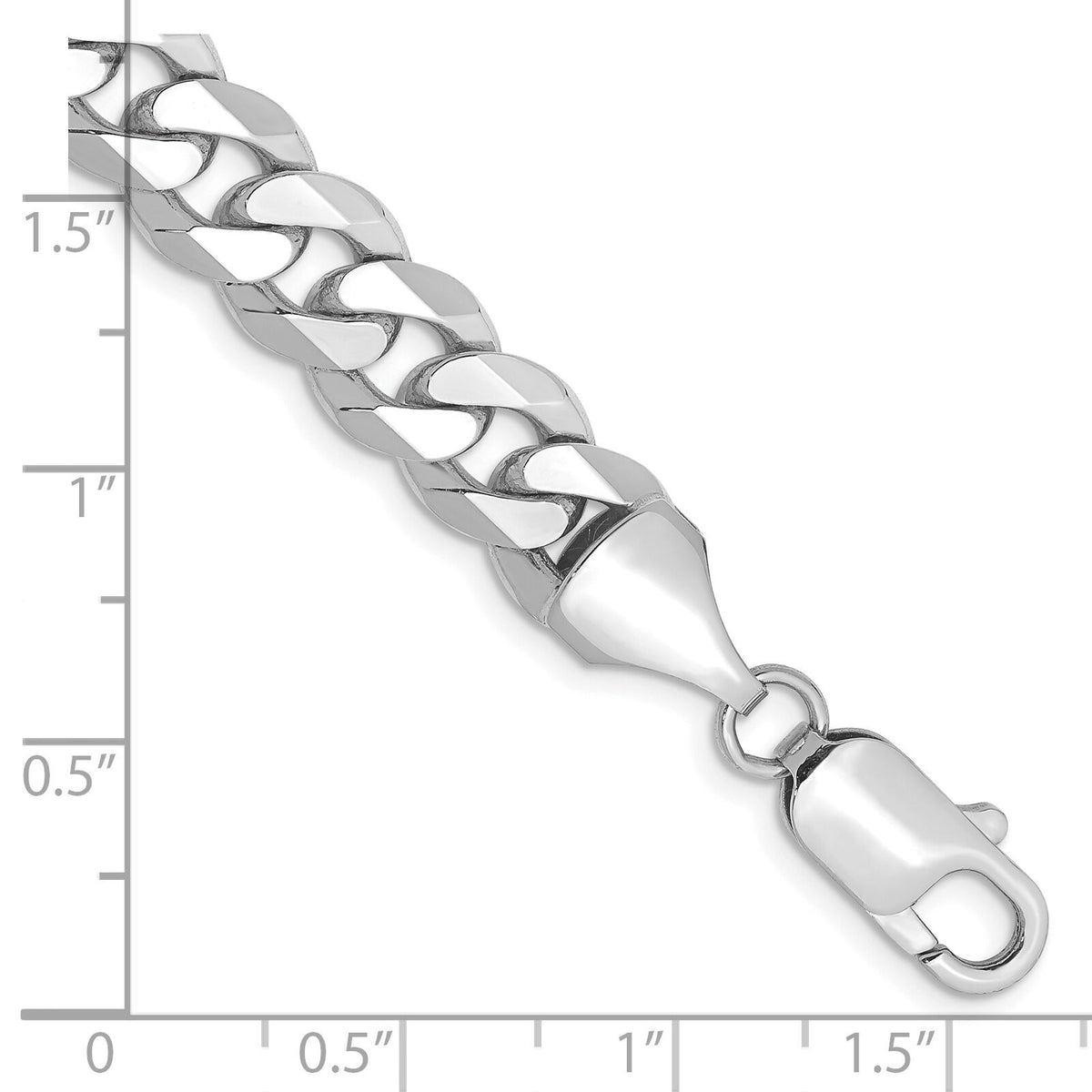14k White Gold 8.5mm Flat Beveled Curb Chain-WFBU220-8