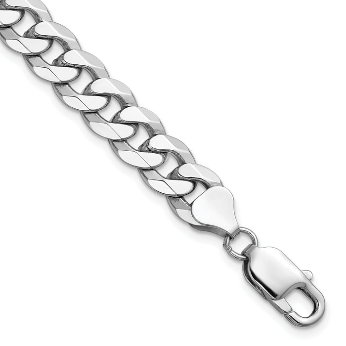 14k White Gold 8.5mm Flat Beveled Curb Chain-WFBU220-8