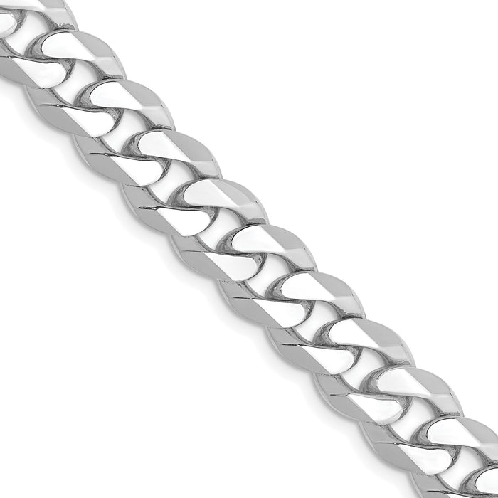 14k White Gold 8.5mm Flat Beveled Curb Chain-WFBU220-24