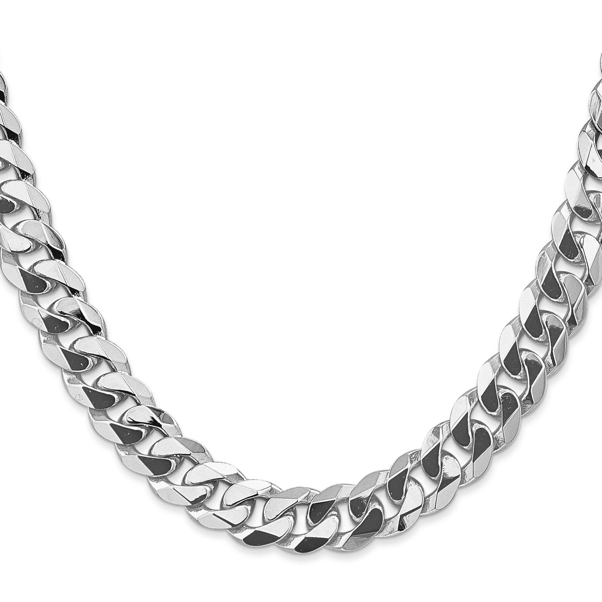 14k White Gold 9.5mm Flat Beveled Curb Chain-WFBU250-20