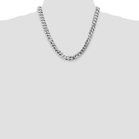 14k White Gold 9.5mm Flat Beveled Curb Chain-WFBU250-20