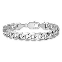 14k White Gold 9.5mm Flat Beveled Curb Chain-WFBU250-9
