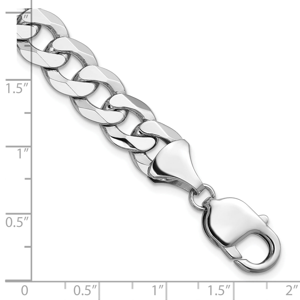 14k White Gold 9.5mm Flat Beveled Curb Chain-WFBU250-9