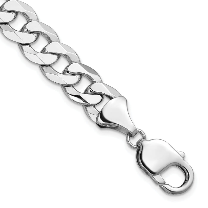 14k White Gold 9.5mm Flat Beveled Curb Chain-WFBU250-22