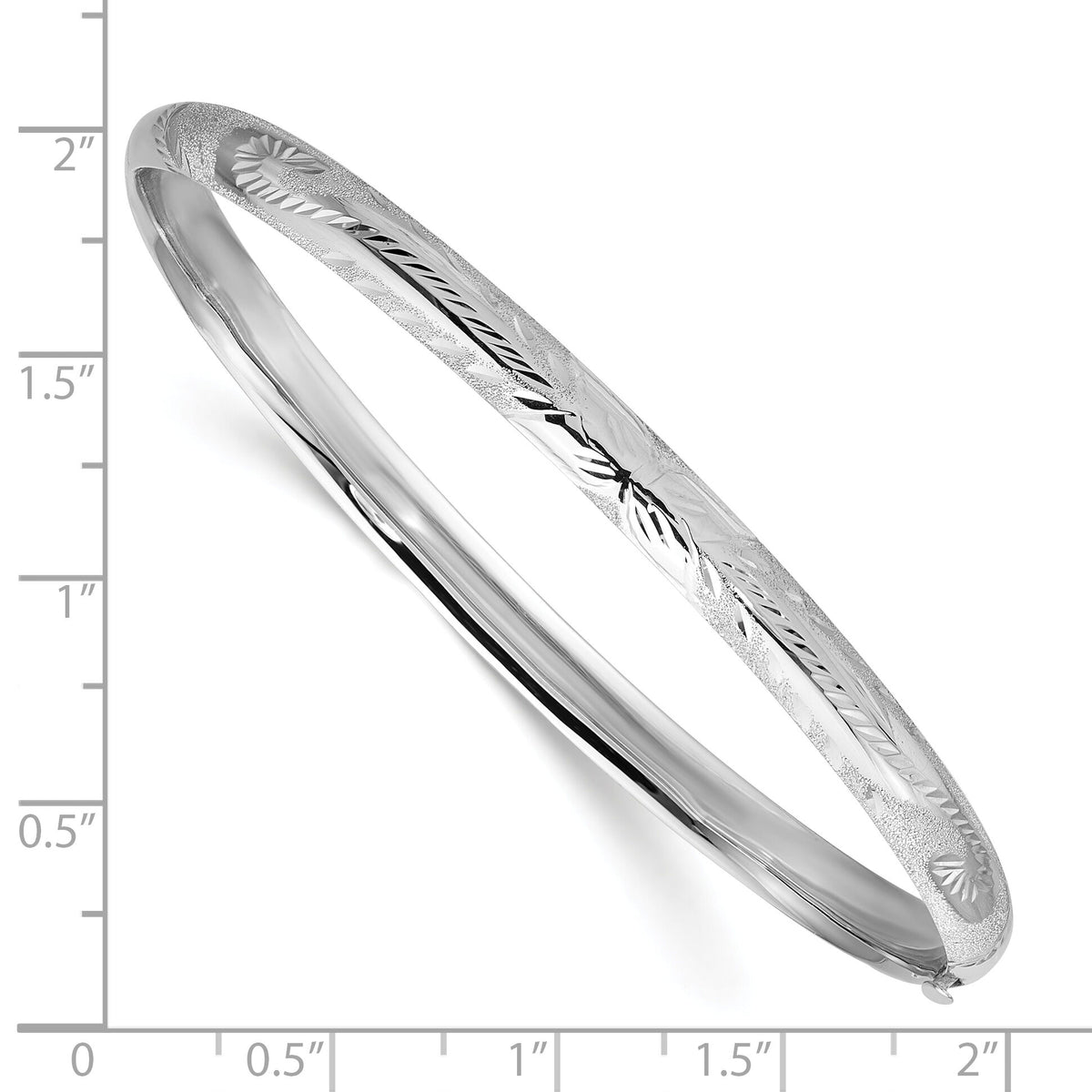 14k 3/16 White Gold Florentine Engraved Hinged Bangle-WFE3/16