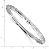 14k 3/16 White Gold Florentine Engraved Hinged Bangle-WFE3/16