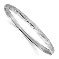 14k 3/16 White Gold Florentine Engraved Hinged Bangle-WFE3/16