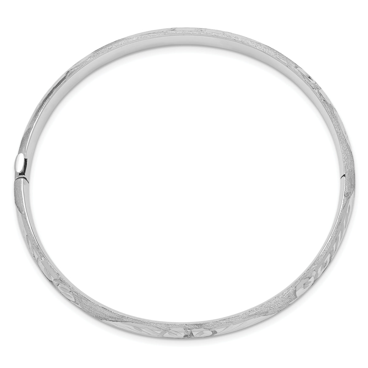 14k 4/16 White Gold Florentine Engraved Hinged Bangle-WFE4/16