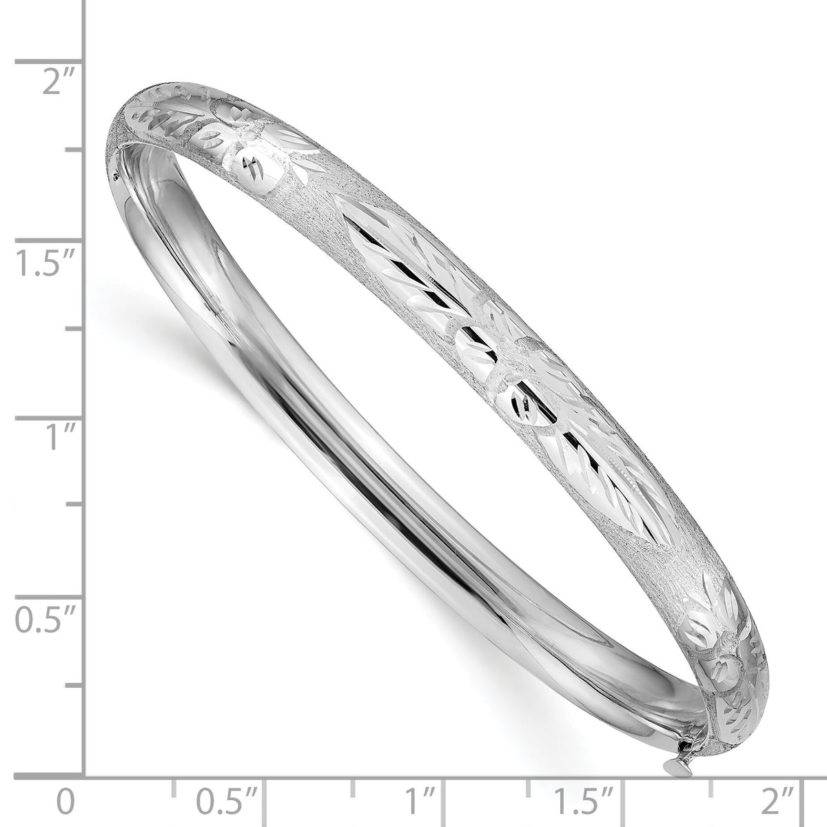 14k 4/16 White Gold Florentine Engraved Hinged Bangle-WFE4/16