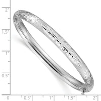 14k 4/16 White Gold Florentine Engraved Hinged Bangle-WFE4/16