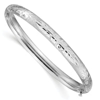 14k 4/16 White Gold Florentine Engraved Hinged Bangle-WFE4/16