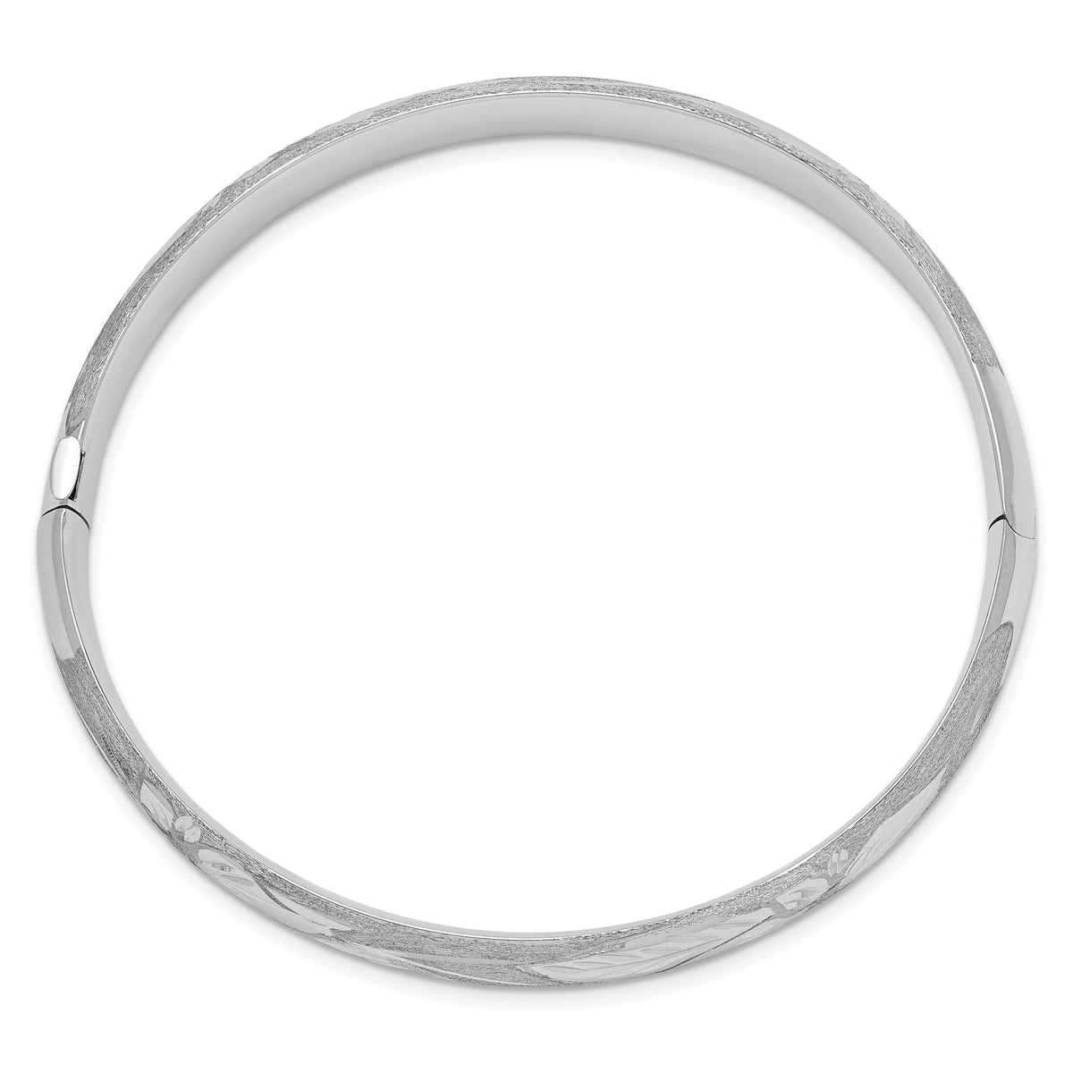 14k 5/16 White Gold Florentine Engraved Hinged Bangle-WFE5/16