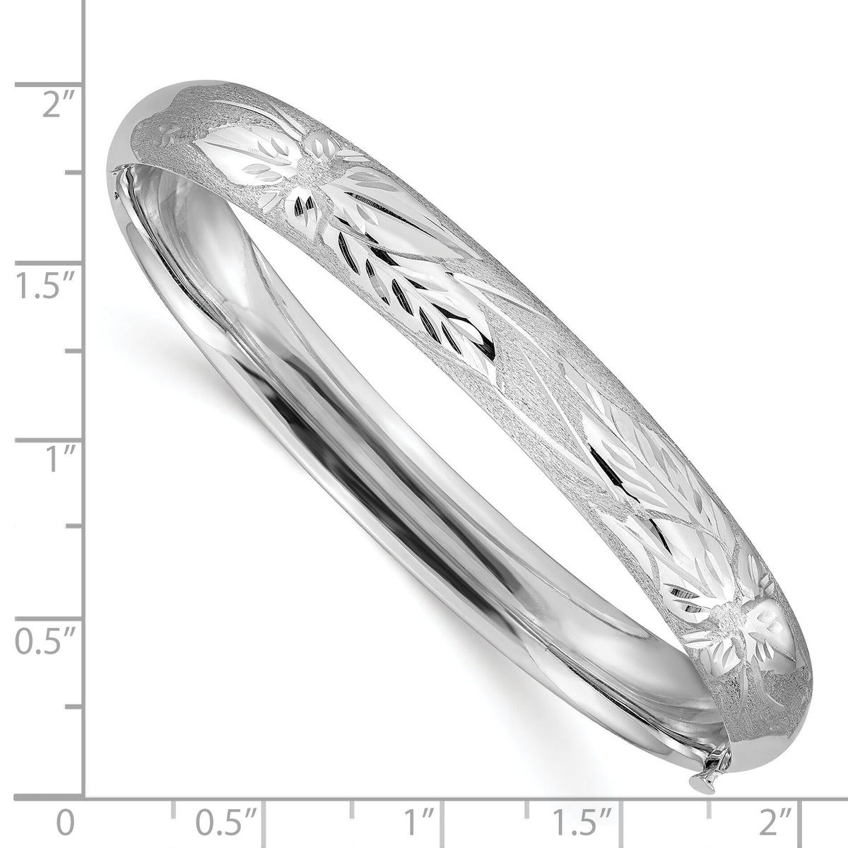 14k 5/16 White Gold Florentine Engraved Hinged Bangle-WFE5/16