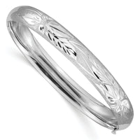 14k 5/16 White Gold Florentine Engraved Hinged Bangle-WFE5/16