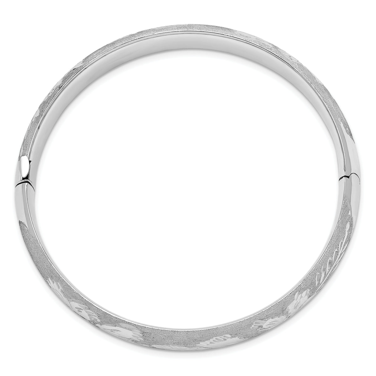 14k 7/16 White Gold Florentine Engraved Hinged Bangle-WFE7/16