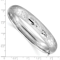14k 7/16 White Gold Florentine Engraved Hinged Bangle-WFE7/16