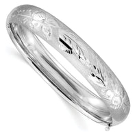14k 7/16 White Gold Florentine Engraved Hinged Bangle-WFE7/16