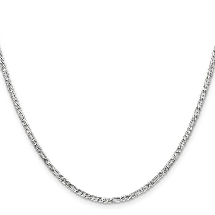 14k White Gold 2.25mm Flat Figaro Chain-WFIG060-16