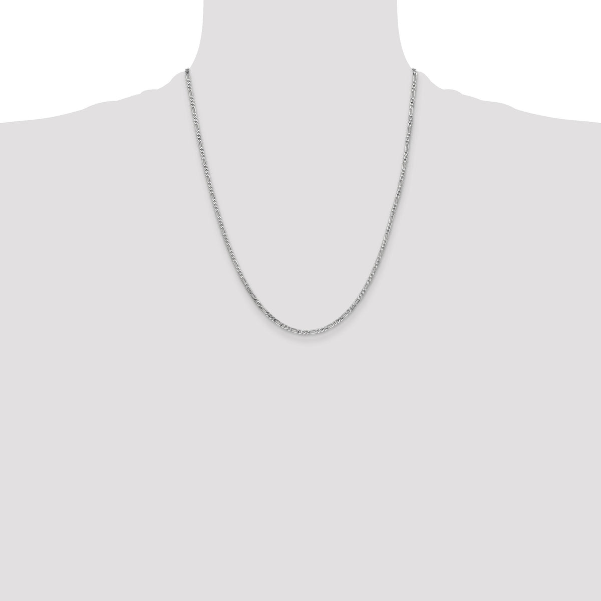 14k White Gold 2.25mm Flat Figaro Chain-WFIG060-22