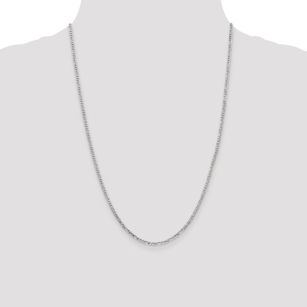 14k White Gold 2.25mm Flat Figaro Chain-WFIG060-24