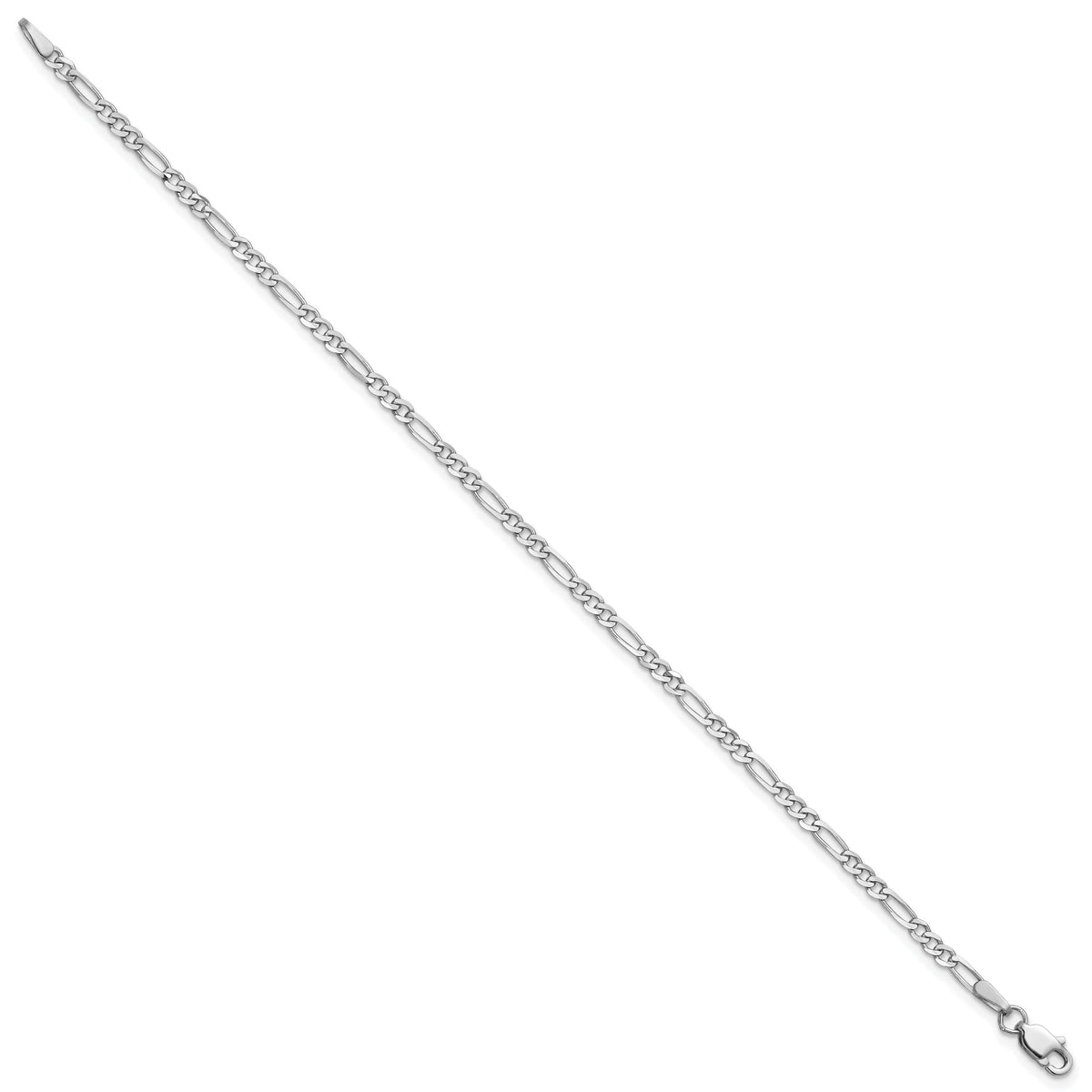 14k White Gold 2.25mm Flat Figaro Chain Anklet-WFIG060-10
