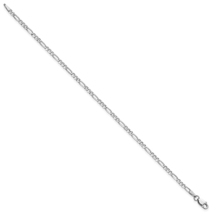 14k White Gold 2.25mm Flat Figaro Chain Anklet-WFIG060-10