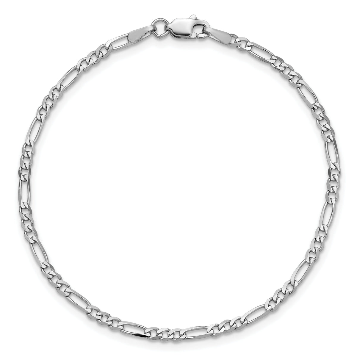 14k White Gold 2.25mm Flat Figaro Chain Anklet-WFIG060-9