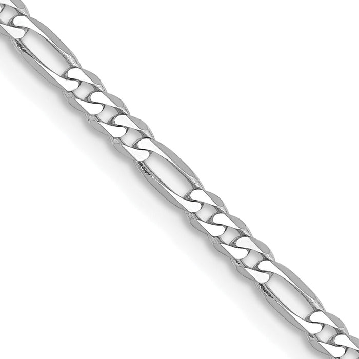 14k White Gold 2.25mm Flat Figaro Chain-WFIG060-16