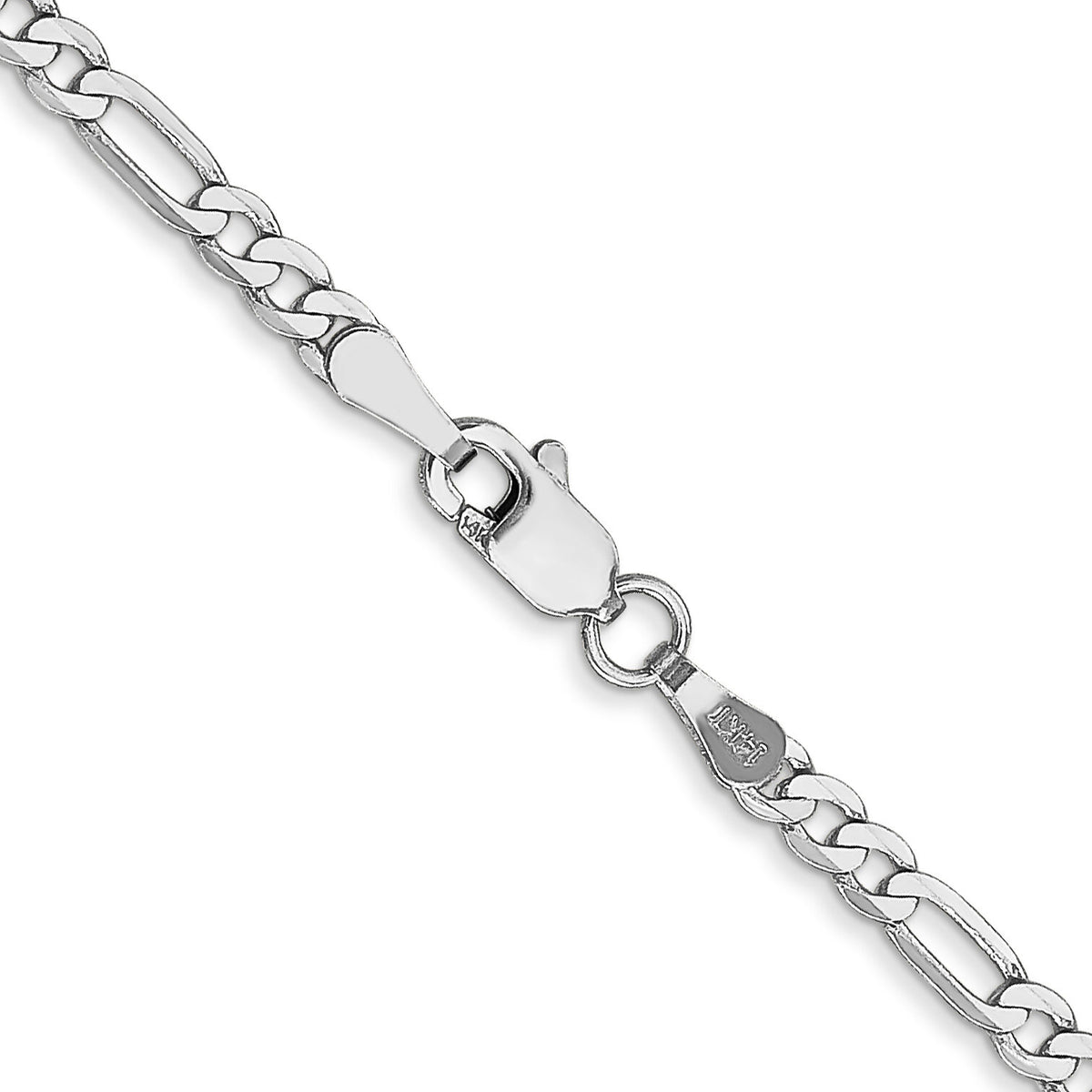 14k White Gold 2.75mm Flat Figaro Chain-WFIG070-22
