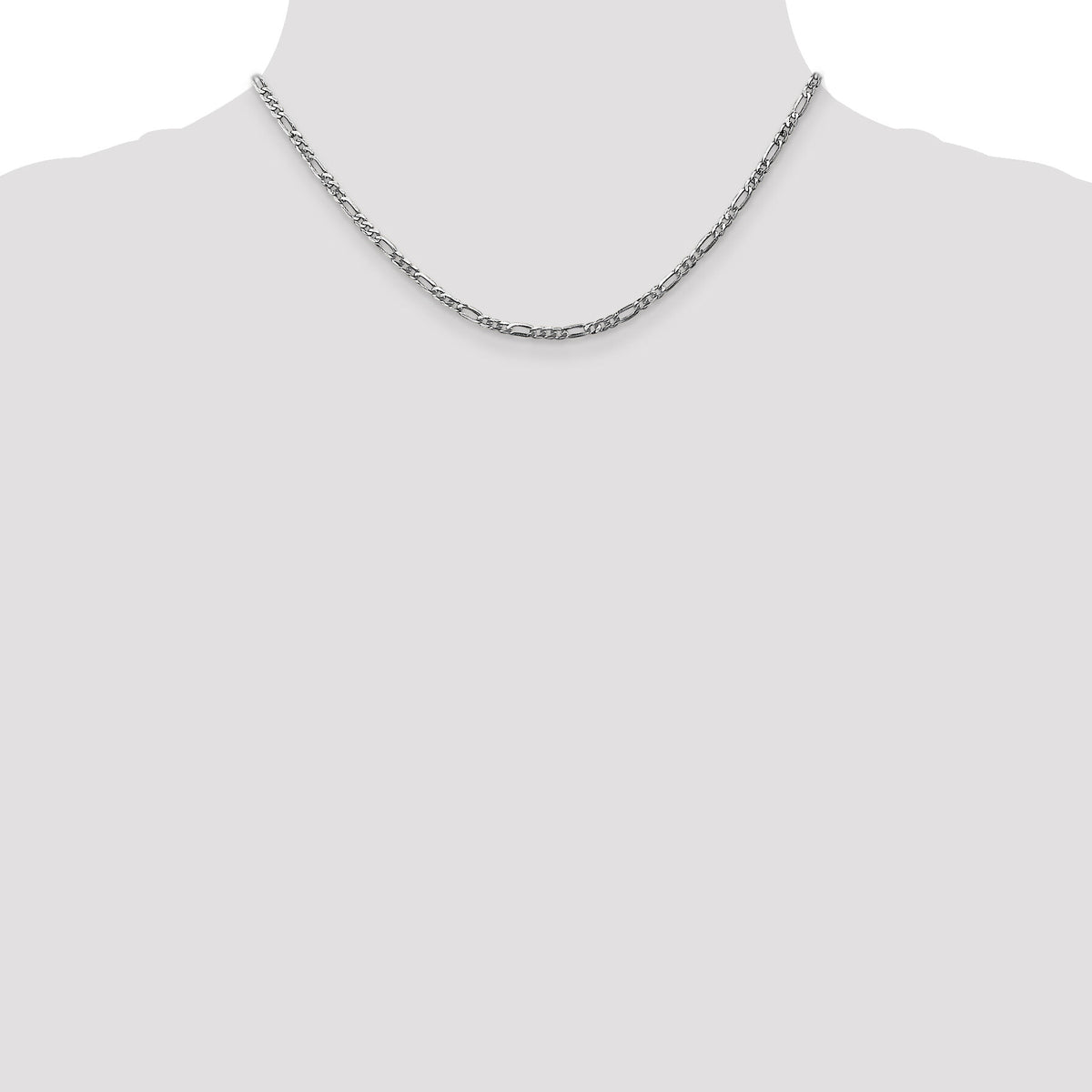 14k White Gold 2.75mm Flat Figaro Chain-WFIG070-16
