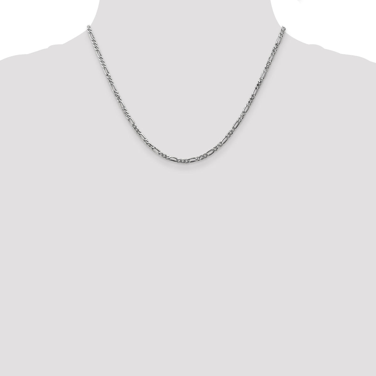 14k White Gold 2.75mm Flat Figaro Chain-WFIG070-18