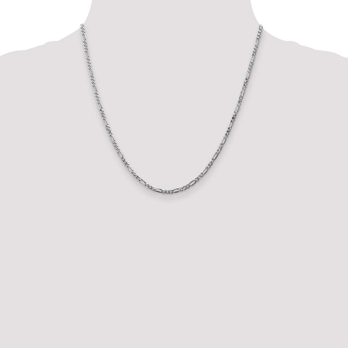 14k White Gold 2.75mm Flat Figaro Chain-WFIG070-20
