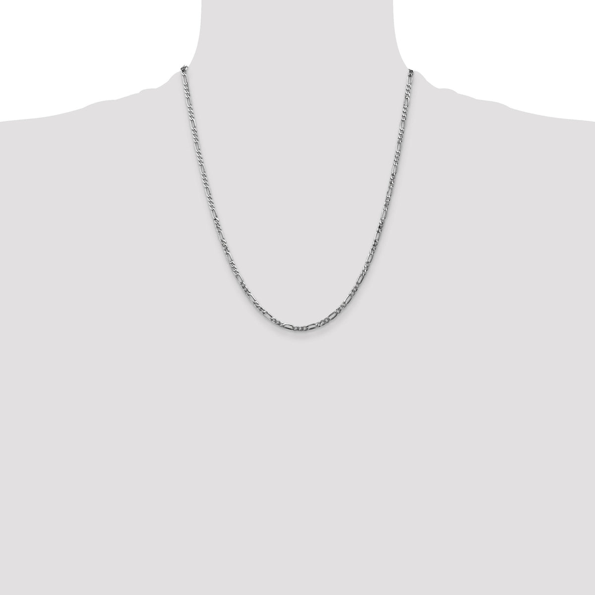 14k White Gold 2.75mm Flat Figaro Chain-WFIG070-22