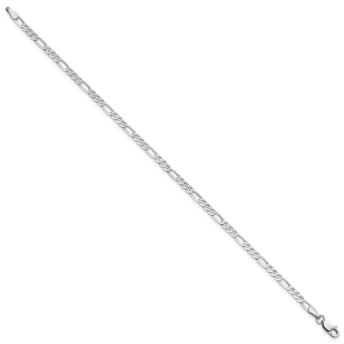 14k White Gold 2.75mm Flat Figaro Chain Anklet-WFIG070-10