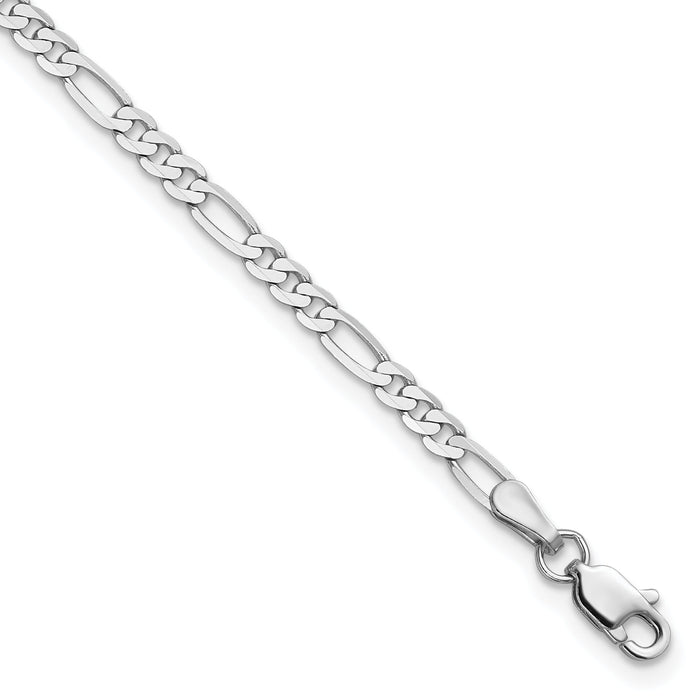 14k White Gold 2.75mm Flat Figaro Chain-WFIG070-8