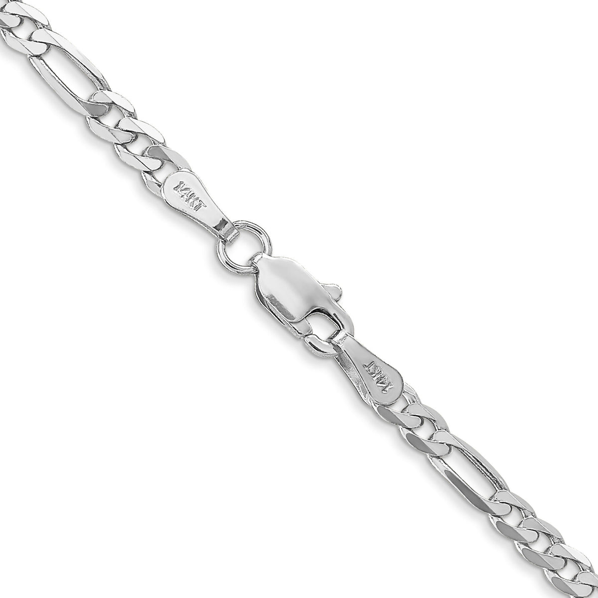 14k White Gold 3mm Flat Figaro Chain-WFIG080-20