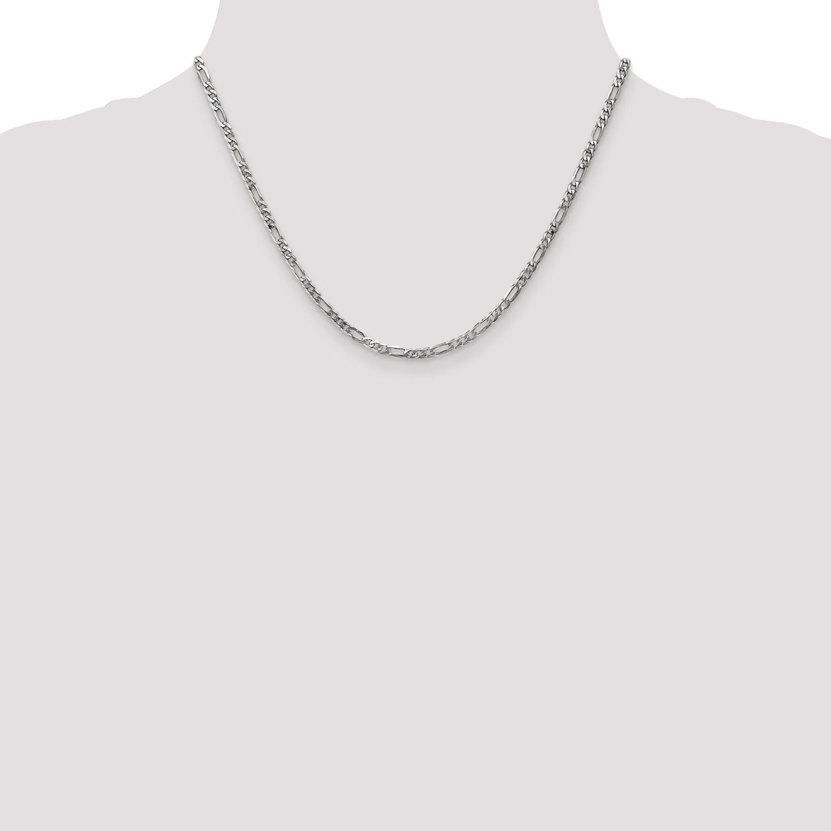 14k White Gold 3mm Flat Figaro Chain-WFIG080-18