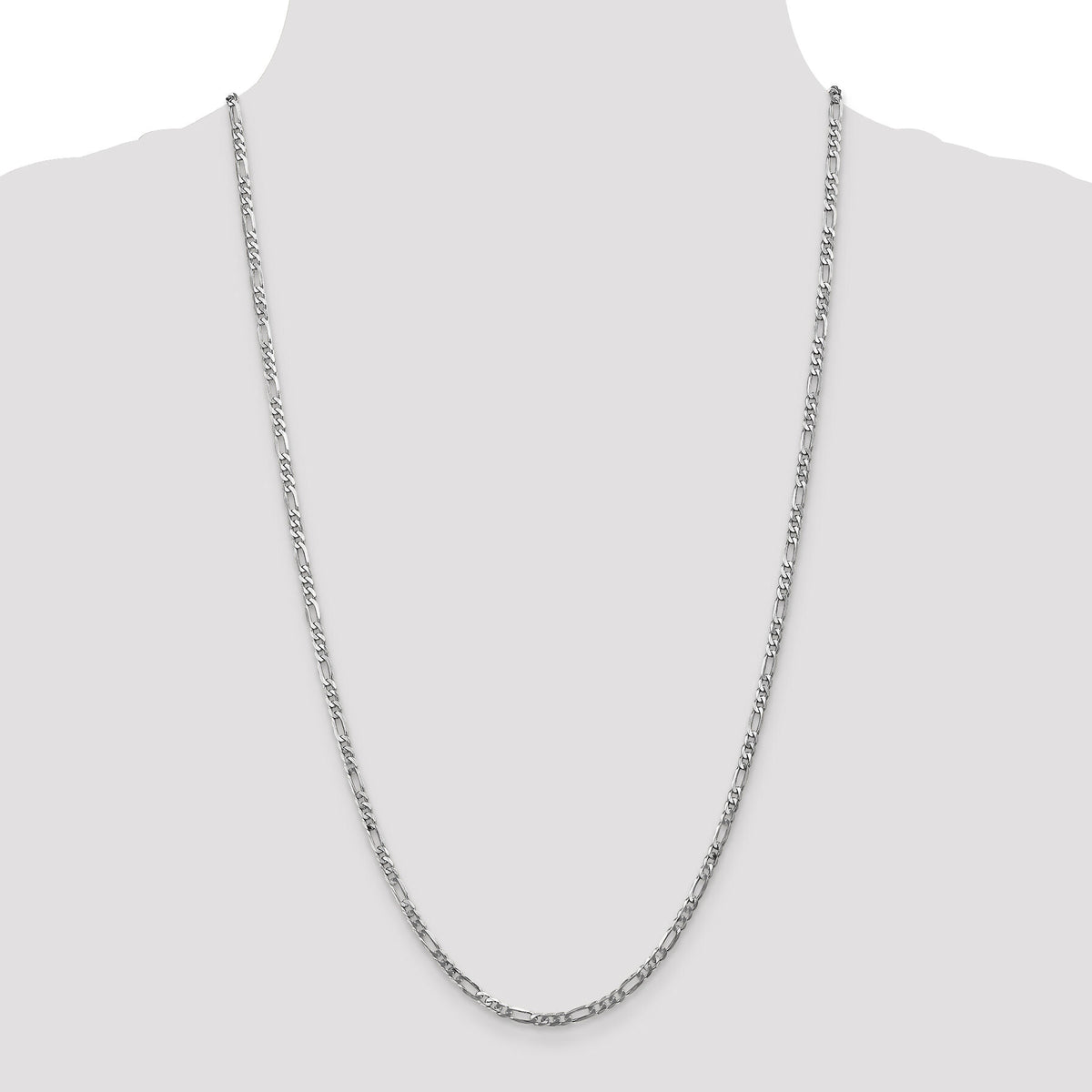 14k White Gold 3mm Flat Figaro Chain-WFIG080-20