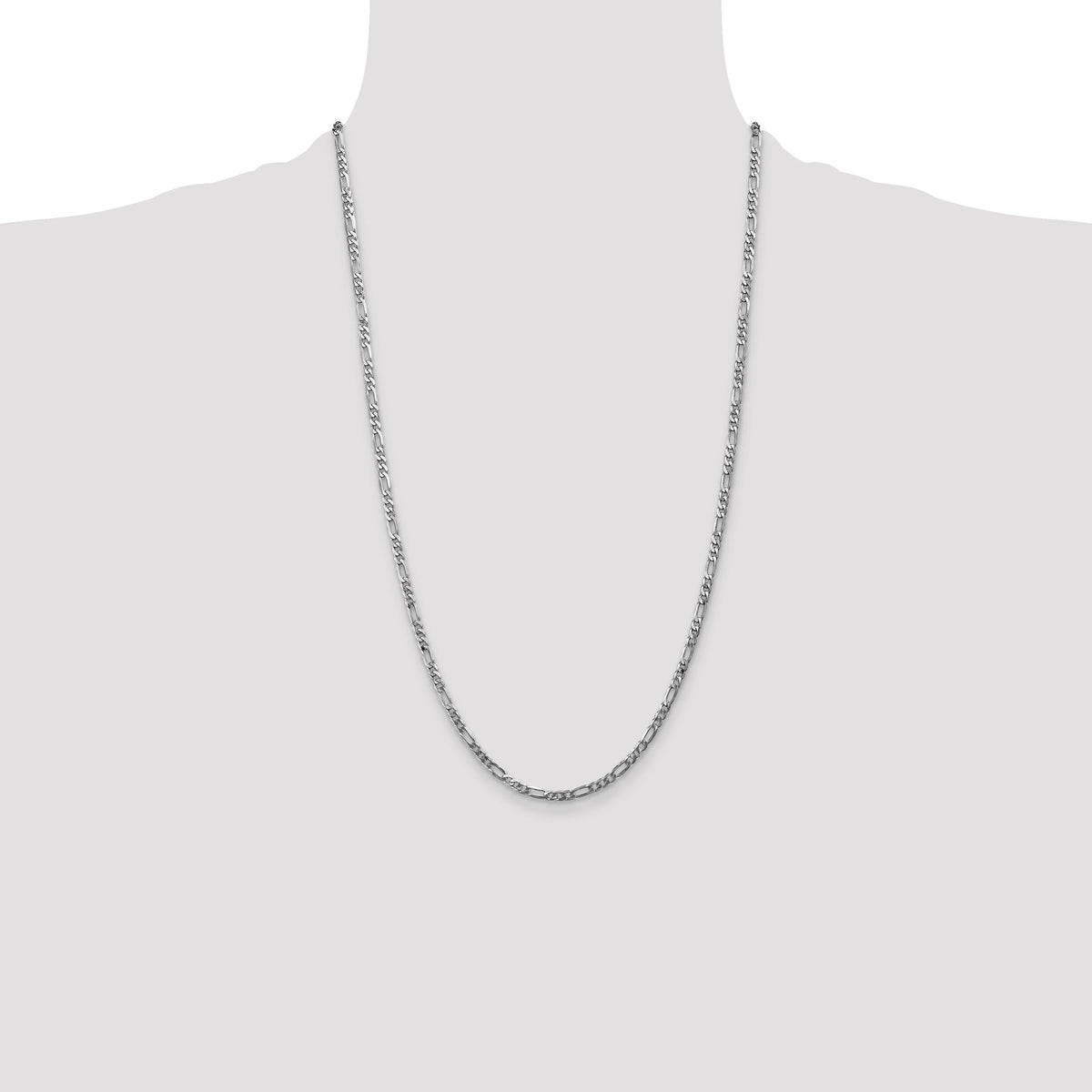 14k White Gold 3mm Flat Figaro Chain-WFIG080-26