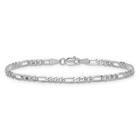 14k White Gold 3mm Flat Figaro Chain Anklet-WFIG080-9