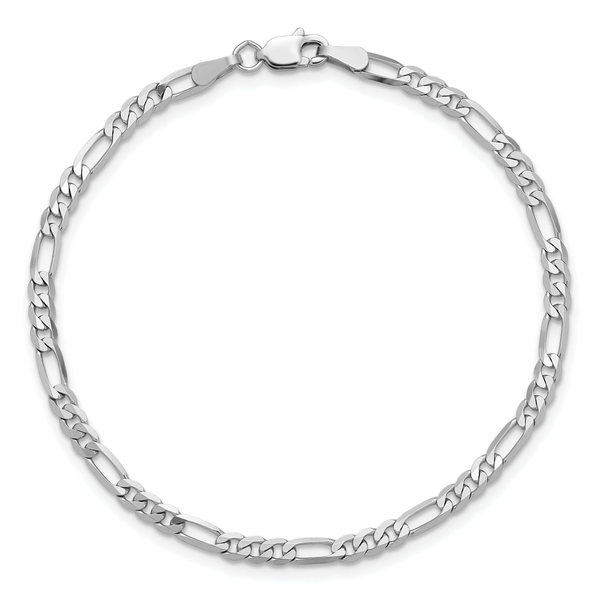 14k White Gold 3mm Flat Figaro Chain Anklet-WFIG080-10
