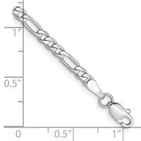 14k White Gold 3mm Flat Figaro Chain Anklet-WFIG080-9