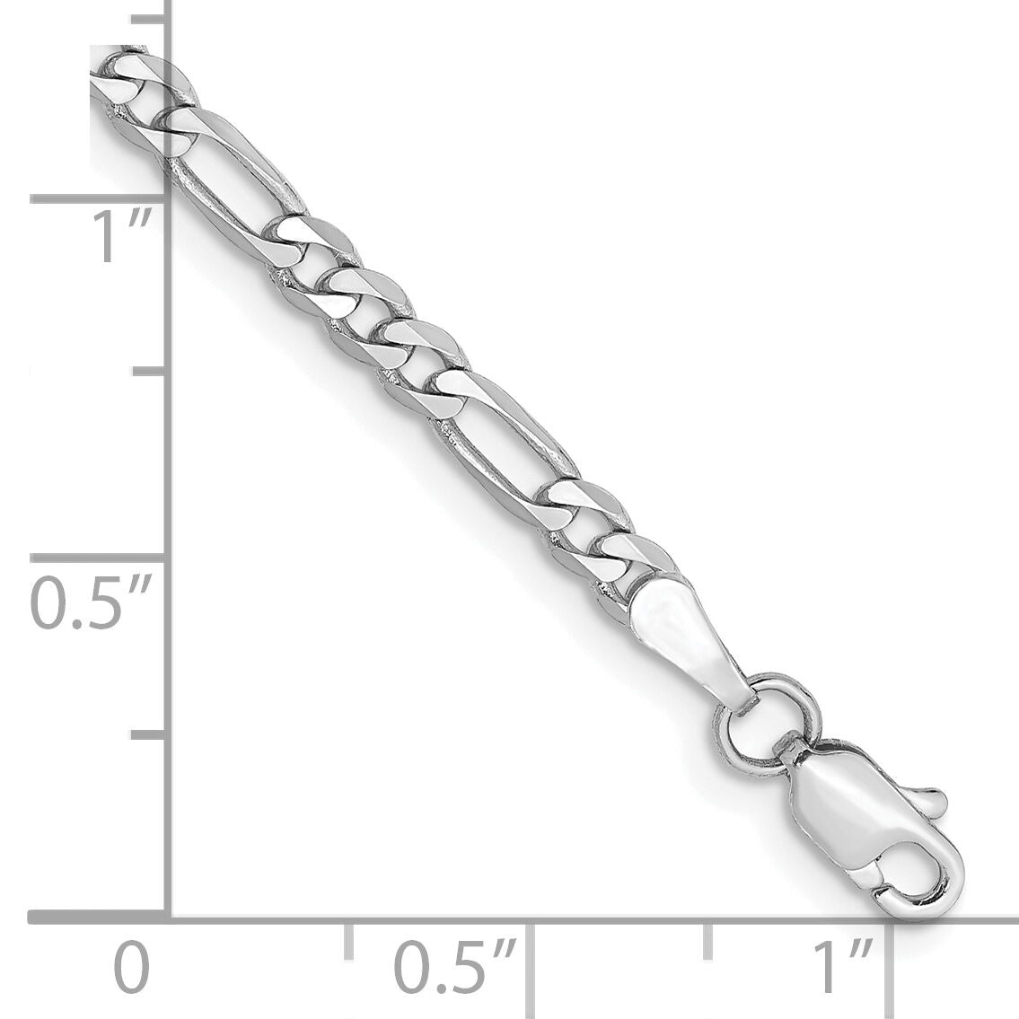 14k White Gold 3mm Flat Figaro Chain Anklet-WFIG080-10