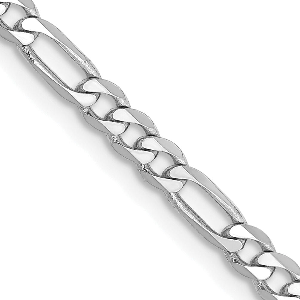14k White Gold 3mm Flat Figaro Chain-WFIG080-16
